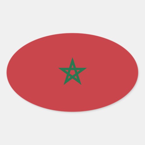 Morocco Flag Oval Sticker   Marokko_Flagge Aufkleb