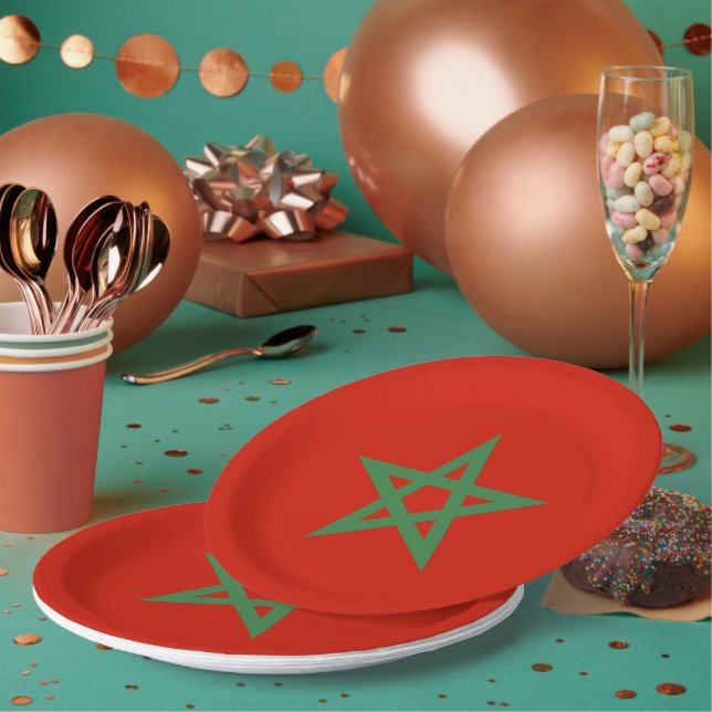 Morocco flag paper plates (Multi)