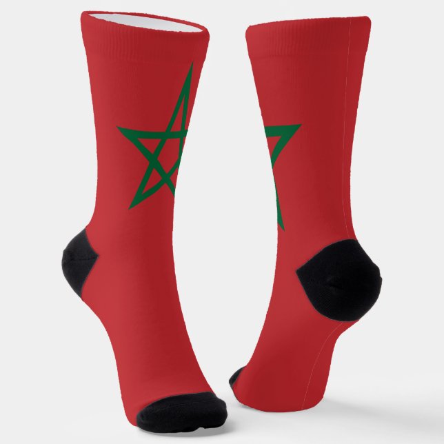 Morocco Flag Patriotic Moroccan National Pride Socks (Angled)