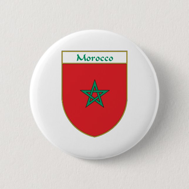 Morocco flag Shield Pinback Button (Front)