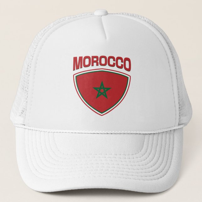 Morocco Flag Shield Trucker Hat (Front)