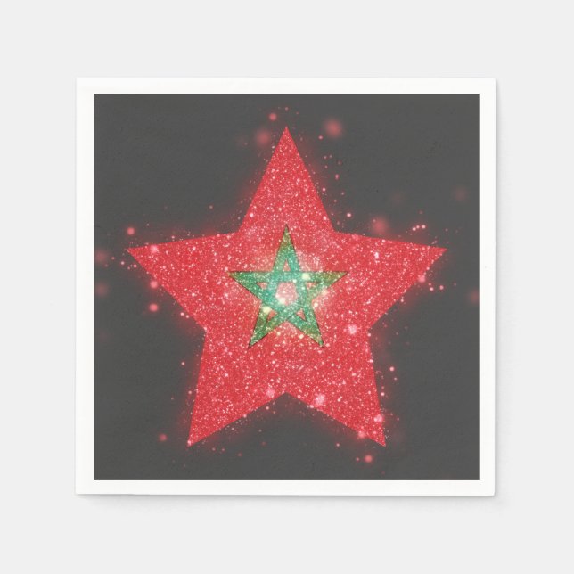 Morocco Flag Shining Paper Napkins (Front)