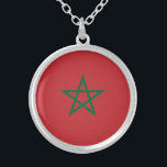 Morocco Flag Silver Plated Necklace<br><div class="desc">Patriotic flag of Morocco.</div>