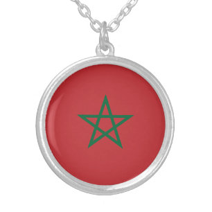 Morocco Flag Silver Plated Necklace