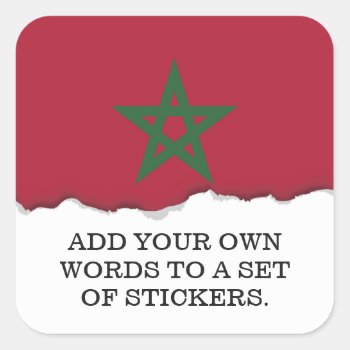 Morocco Flag Square Sticker by HappyPlanetShop at Zazzle