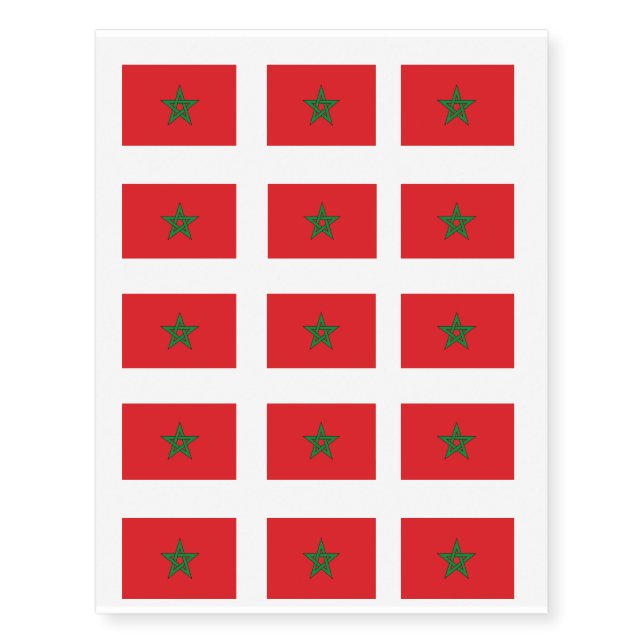 Morocco Flag Temporary Tattoos (Front)