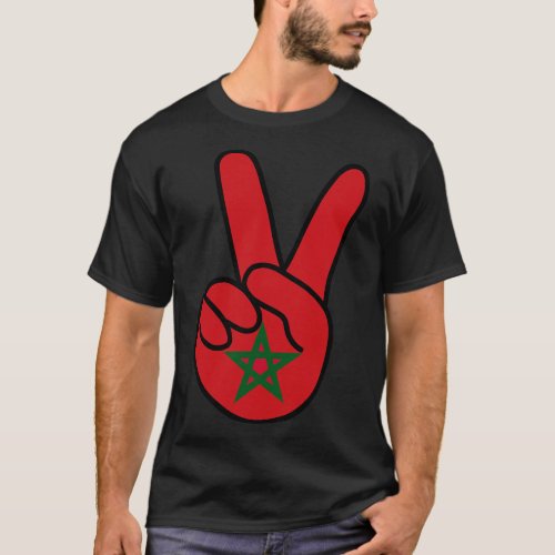 Morocco Flag V Sign T_Shirt