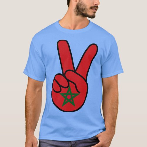 Morocco Flag V Sign T_Shirt