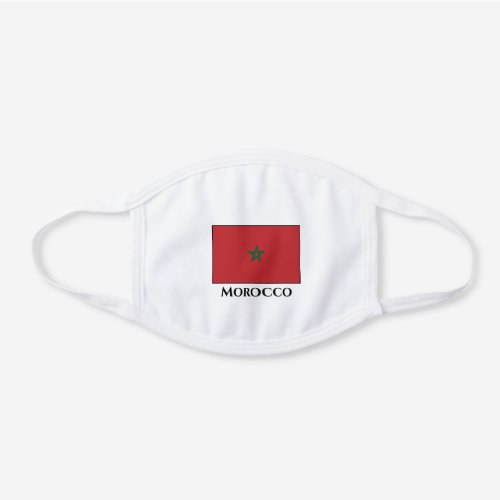 Morocco Flag  White Cotton Face Mask