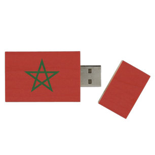 Morocco Flag Wood Flash Drive