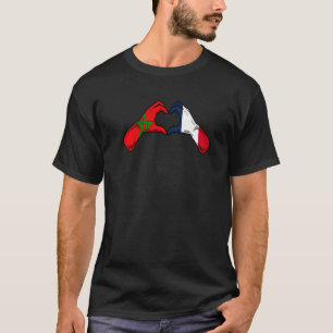 Morocco France Flag Moroccan French Heart T-Shirt