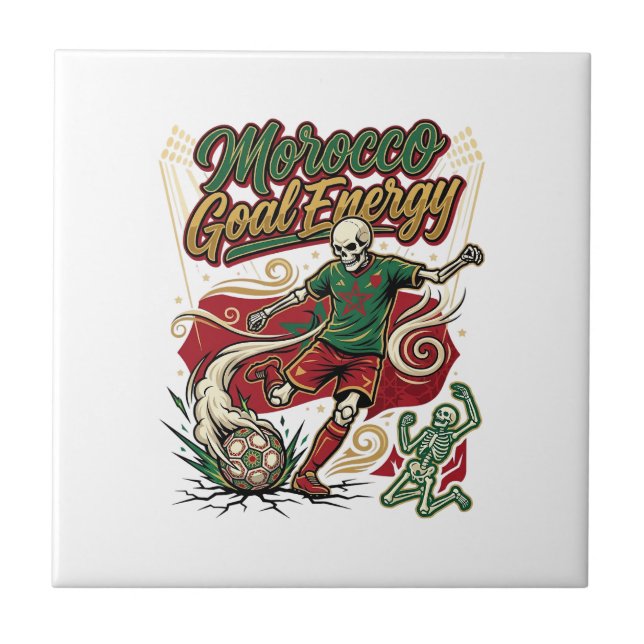 Morocco Goal Energy Skeleton Striker Nations Creat Ceramic Tile (Front)