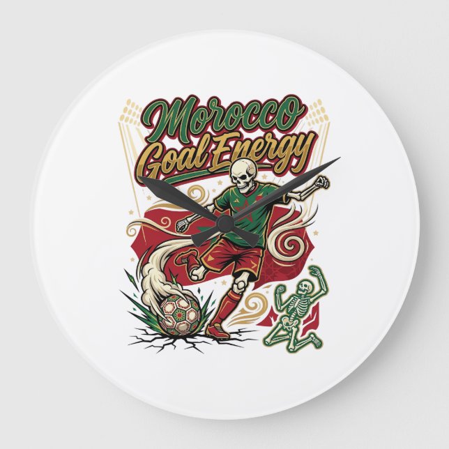 Morocco Goal Energy Skeleton Striker Nations Creat Large Clock (Front)