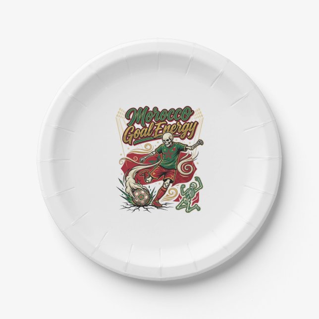 Morocco Goal Energy Skeleton Striker Nations Creat Paper Plates (Front)