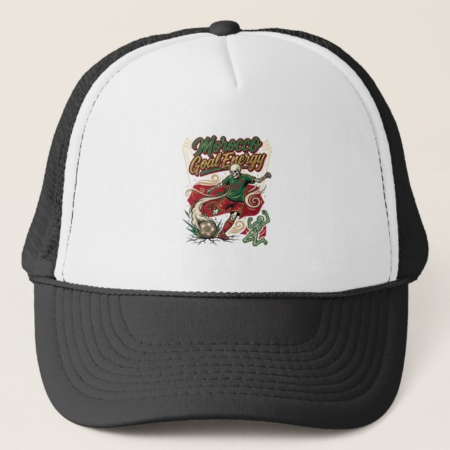Morocco Goal Energy Skeleton Striker Nations Creat Trucker Hat (Front)