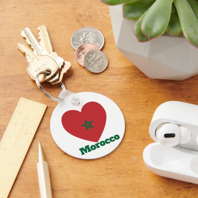 Morocco Heart Flag Keychain (Desk)
