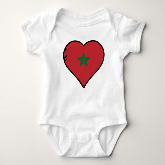 Morocco Heart Moroccan Flag Baby Bodysuit (Front)