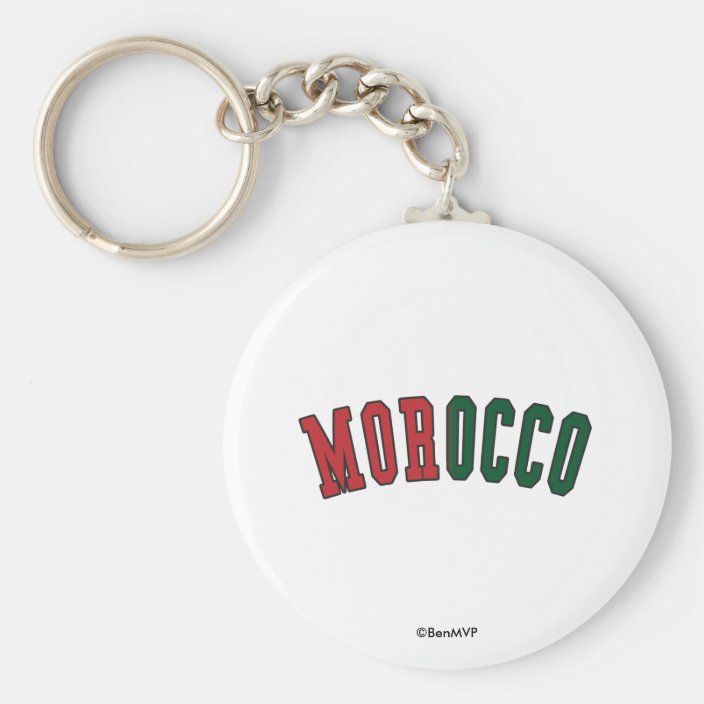 Morocco in National Flag Colors Keychain