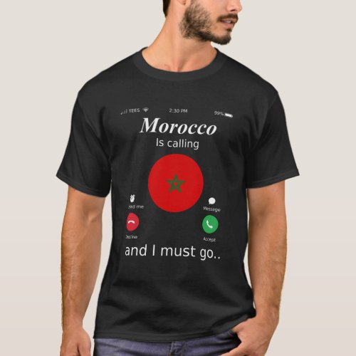 Morocco Is Calling And I Must Go Morocco Flag T_Shirt