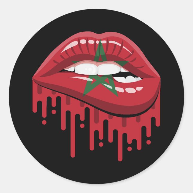 Morocco lips pride root flag classic round sticker (Front)
