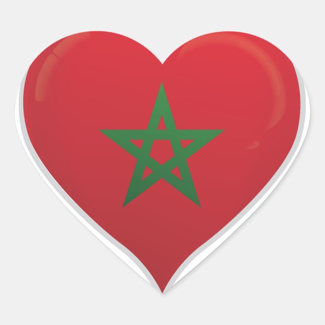 Morocco love flag pride heart sticker (Front)