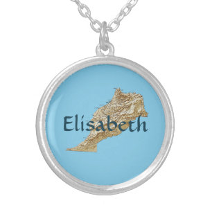 Morocco Map + Name Necklace