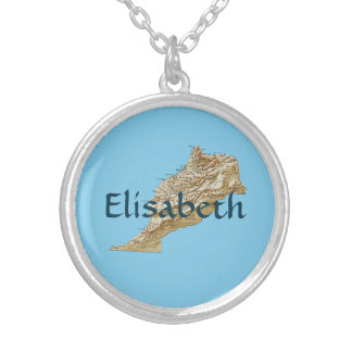 Morocco Map + Name Necklace