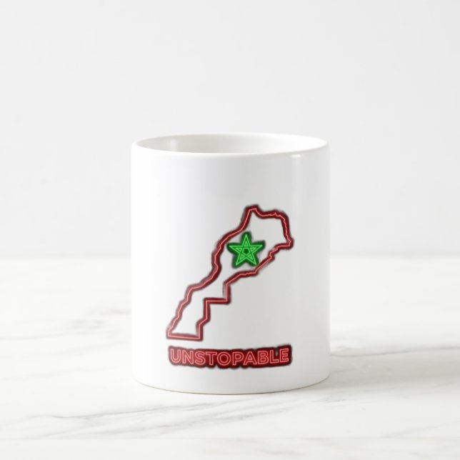 Morocco Map Neon Unstoppable Ceramic Coffee Mug (Center)
