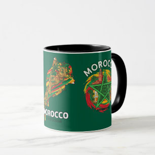 Morocco Map Star Flag Heritage Travel Coffee Mug