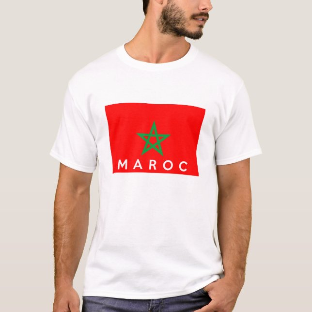 morocco maroc flag country french text name T-Shirt (Front)