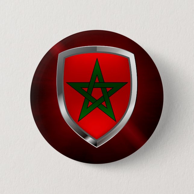 Morocco Metallic Emblem Pinback Button (Front)