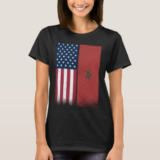 Morocco Moroccan American Flags Proud USA Morocco T-Shirt