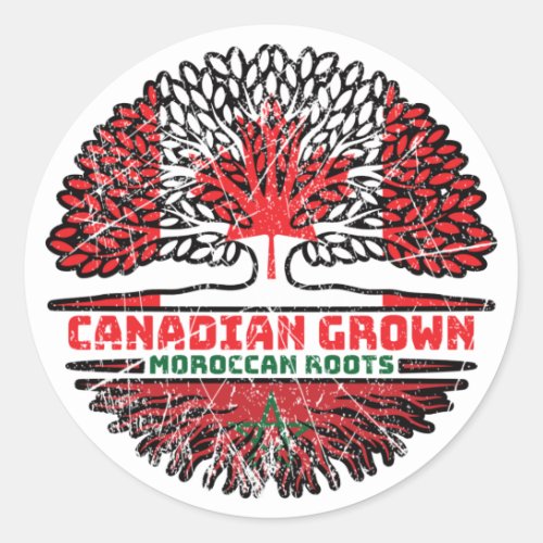 Morocco Moroccan Canadian Canada Tree Roots Flag Classic Round Sticker