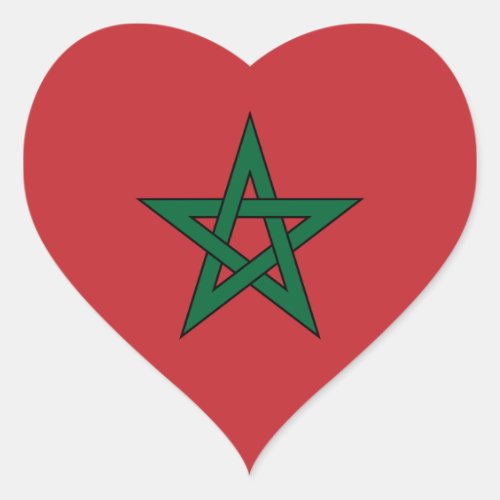 Morocco  Moroccan Flag Heart Sticker