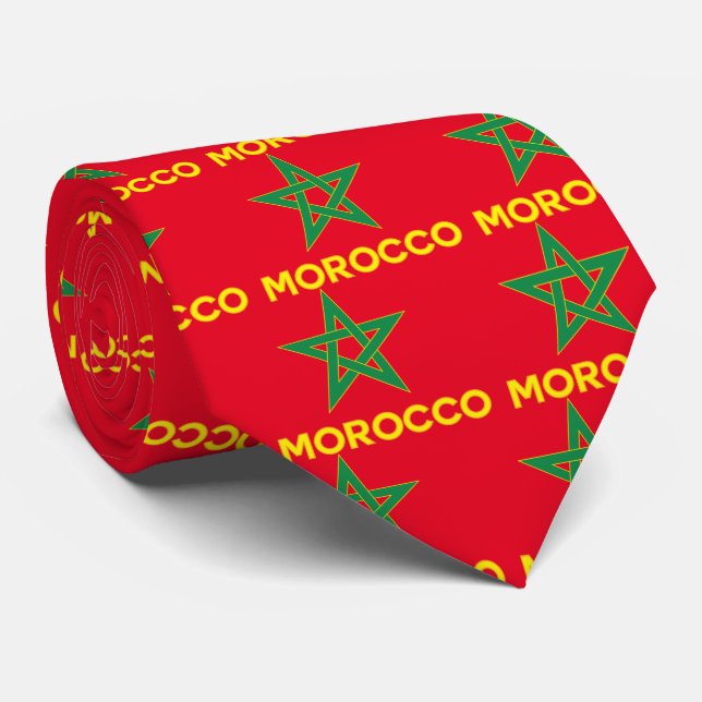 Morocco - Moroccan Flag Neck Tie (Rolled)