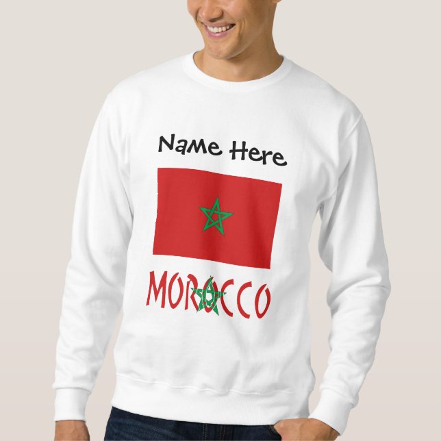 Morocco Moroccan Flag Personalized Name  Sweatshirt (Front)