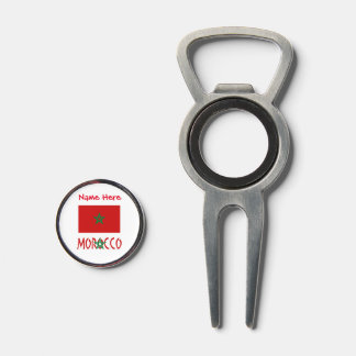 Morocco Moroccan Flag Red Personalized Name Divot Tool