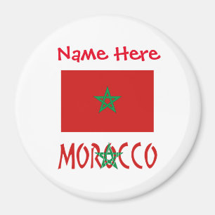 Morocco Moroccan Flag Red Personalized Name Magnet
