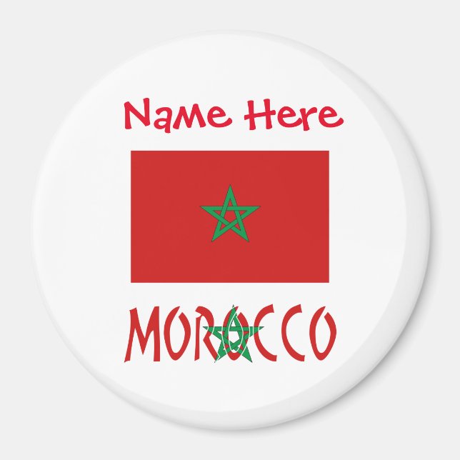Morocco Moroccan Flag Red Personalized Name Magnet (Front)