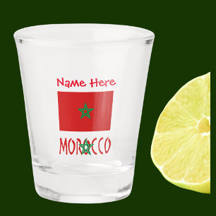 Morocco Moroccan Flag Red Personalized Name Shot Glass