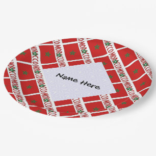 Morocco Moroccan Flag Tiled Personalized Name Paper Plates