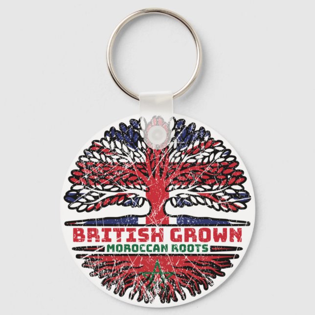 Morocco Moroccan Uk United Kingdom British Tree Keychain (Front)