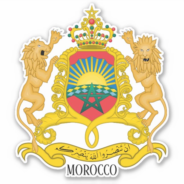 Morocco National Coat Of Arms Patriotic Sticker (Front)