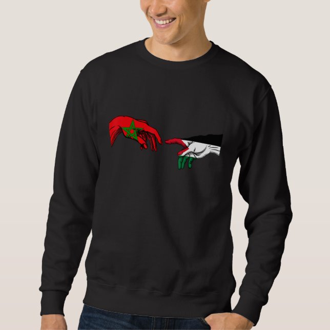 Morocco Palestine Flag  Palestinian Moroccan Hands Sweatshirt (Front)