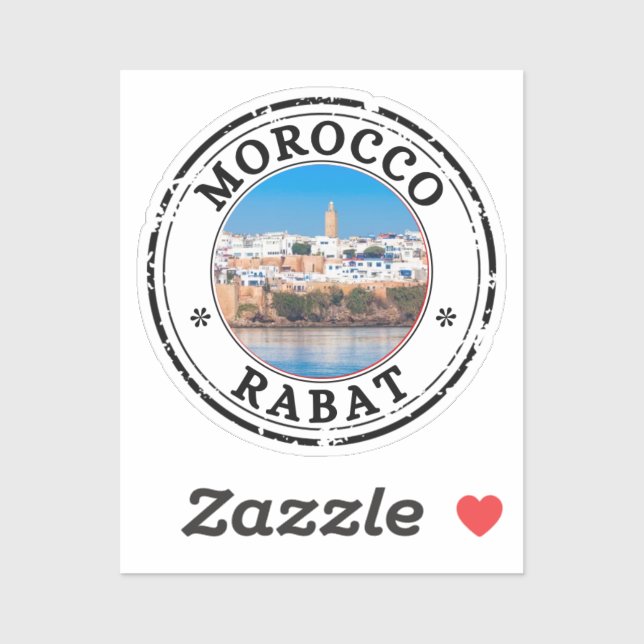 Morocco rabat Seal Sticker Round Flag For Laptop  (Sheet)