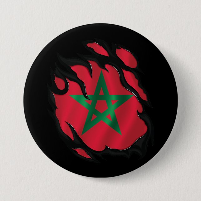 Morocco Ripped Flag Button (Front)
