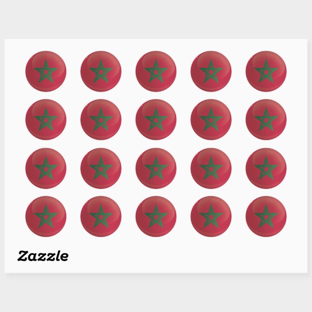 Morocco  Round Icon Flag Classic Round Sticker (Sheet)