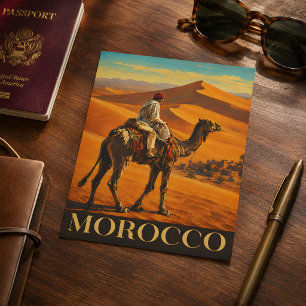 Morocco Sahara Desert Camel Ride Vintage Travel Postcard