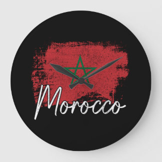 Morocco soccer lover gift Maroc Flag Morocco Moroc Large Clock