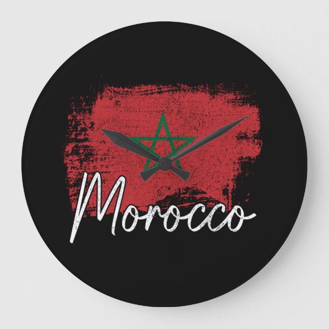 Morocco soccer lover gift Maroc Flag Morocco Moroc Large Clock (Front)